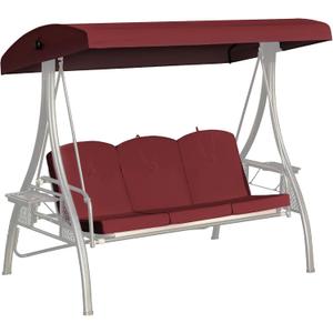 Outdoor Porch Swing Cushions 3 Seater with Swing Canopy, Replacement Cushions for Outdoor Swing, Patio Swing Cushion 25D Foam (Red)
