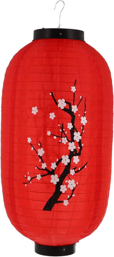 Traditional Japanese Lanterns Outdoor Asian Chinese Japanese Silk Lanterns Lights Foldable Festive Hanging Lamp DIY Sushi Hanging Decorations Waterproof for Birthday Wedding Party (Red)