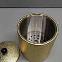 Ice Bucket with Lid 2.8L Double Wall Stainless Steel Keeps Cold Longer Easter Party, Insulated Gold Ice Bucket with Tong and Strainer for Parties Cocktail bar, Wine (18.5X14CM)