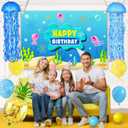 Underwater Theme Birthday Party Decorations Set - 146 Pcs Cartoon Ocean Party Supplies with Large Backdrop, Tablecloth, Jellyfish Paper Lanterns, Foil Pineapple Balloon for Kids Boys Girls