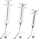3 PCS Reusable Drench Syringe, Reusable Drench Gun Syringe for Bird, Cats, Dogs, Goats, Pigs, Syringe with 3 Drench Nozzle Adjustable Dosage (20ml 50ml 100ml)