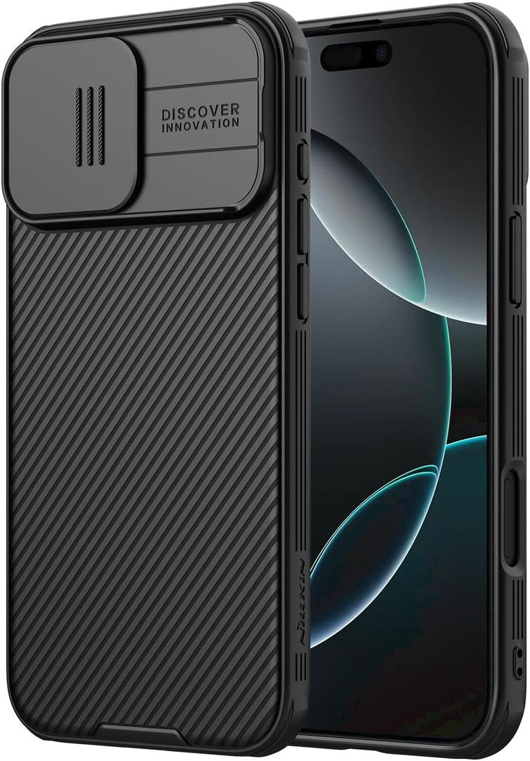 Nillkin for iPhone 16 Pro Case with Slide Camera Cover, [Upgraded Camera Lens Protection] Slim Shockproof Protective Phone Case for iPhone 16 Pro 6.3 inch, Black