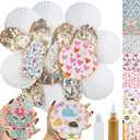 Fangoo 4-5'' 16Pcs Large Natural White Oyster Shells for Crafts 32Pcs Decoupage Paper Napkin Acrylic Paint Brush White Natural Sea Shells for Crafting Christmas Holiday Ornaments Jewelry Tray Decor