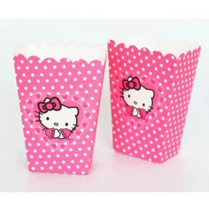 12 Pcs Hello Pink Cat Candy Box Popcorn Box Birthday Party Favor Pink Kity Snack Treat Boxes Candy Cookie Container Decorations Gifts for Kids Adults Birthday Party Favor Supplies (popcorn box d)