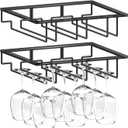 Wine Glass Rack, 2 Pack Under Cabinet Stemware Rack Wine Glass Holder, 3 Rows Black Metal Wine Glass Storage Hanger Under Shelf for Cabinet Kitchen BarWtiujhg Wine Glass Rack, 2 Pack Under Cabinet Stemware Rack Wine Glass Holder, 3 Rows Black Metal Wine Glass Storage Hanger Under Shelf for Cabinet Kitchen Bar