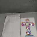 QFkris 9'' Tall Colorful Crystal Cross Standing Grid Modern Cross Figurine Glass Craft Memorial Gifts Christian Decor