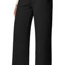 IUGA Wide Leg Yoga Dress Pants for Women with Pockets Stretch Work Pants Women High Waisted Business Casual Trousers Slacks, M