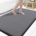 Smiry Memory Foam Bath Mat 40x32, Extra Soft and Absorbent Bathroom Mats, Non Slip Washable Carpet for Floor, Shower and Tub, Dark Grey