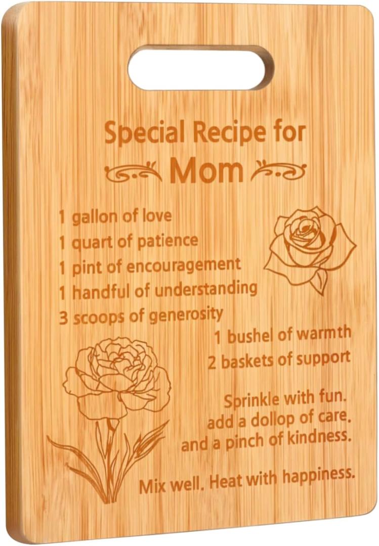 2 x Mom Gifts for Mothers Day  Unique Mom Birthday Gifts - Engraved Bamboo Cutting Board Gifts for Mom  Cute Mother Gifts from Daughter Son  Mothers Day Mom Gifts Idea