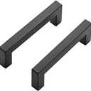 Ravinte 10 Pack Black Cabinet Pulls 3-3/4 Inch Square Cabinet Handles Matte Black Kitchen Hardware for Cabinet Drawer Pulls Come with Screwdriver