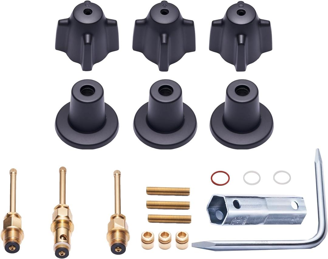 SENTO Bathtub and Shower 3 Handle Tub Trim Set For Central Brass Faucets Bathtub Shower, 10L-11H, 10L-11C, 10L-13D, Easy Installation, Heavy Duty Metal, Matte Black