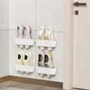 4-Pack Wall Mounted Shoe Rack with Sticky Strips, Space Saving Hanging Shoe Rack, No-Drill Hanging Shoe Shelves, Ideal for RV, Campers, Door, Wall, Closet, White