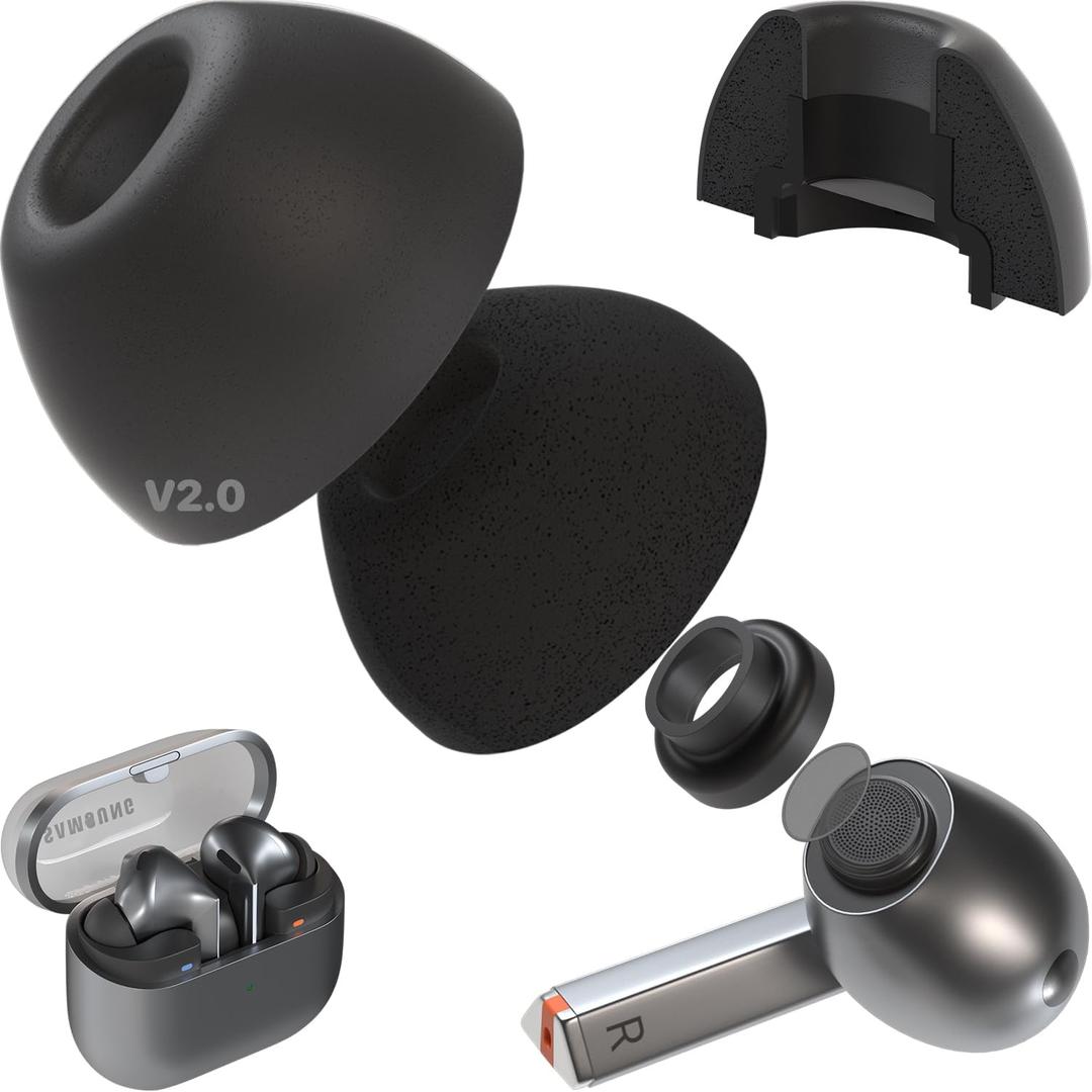 Galaxy Foams Pro 3 V2 Memory Foam Ear Tips for Galaxy Buds3 Pro & Buds Pro 3 with Improved Memory Foam Shield, Improved Shape Fitment, Improved Comfort, More Foam, Stronger Tube, Lifetime Replacement