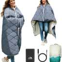 Heated Blanket Battery Operated, 12V Portable Wearable Heated Shawl Poncho with 3 Heating Modes,Electric Heating Outdoor Blanket Throw for Camping,Traveling,Picnics,Car,50''X70'' (Gray)