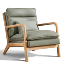 Phoenix Home Accent Chair, Mid Century Lounge Chair PU Leather, Upholstered Reading Armchair with Lumbar Pillow & Solid Wood Frame for Office, Living Room Bedroom, Balcony, Matcha Green