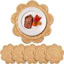 Gandeer 6 Set 13.8 Inch Round Woven Rattan Placemats Plate Chargers, Scalloped Edge Rattan Place Mats, Boho Farmhouse Braided Straw Table Mats House Warming Gift Dining Table Decor, Party, Events