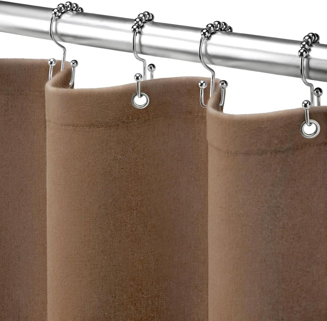 Awellife Brown Shower Curtain Linen Textured Boho Farmhouse Shower Curtains for Bathroom Fabric Liner 72 x 72 Inch