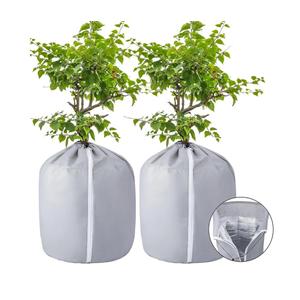 Tlswshsy 2PCS Plant Winter Protection Pot - 19.7" x 17.7" Flower Pot Protection Bag - Anti-Frost Winter Pot Plant Cover with Drawstring and Zipper for Winter Outdoor Fruit Trees Potted Plants Shrub