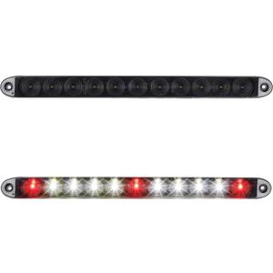 Partsam 2Pcs 15" Inch Led Trailer Light Bar Smoked Red 3 ID Bar w/Reverse white light 11 LED Truck Trailer RV Waterproof Red 3 Identification Light Bar w White 8 LED Backup Lights Bar Sealed 12V
