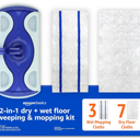 Basics Wet & Dry Sweeper Kit, 1 Sweeper Handle, 7 Heavy Duty Dry Floor Cloths, 3 Wet Floor Cloths, Pack of 1
