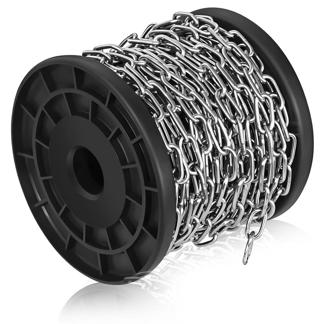 Stainless Steel Chain Chain Tool, 50ft Stainless Steel Chain Hanging Chain Tool, Jack Small Stainless Chain Tool DIY Metal Chain Tool Can Be Used for Lighting, Bird Cages, Doorplates