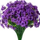 15 Bundles Artificial Flowers UV Resistant Outdoor Plants No Fade Faux Plastic Shrubs Fake Silk Flowers Window Box Garden Porch Home Decoration(Purple)