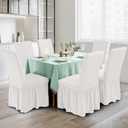XMNTG Dining Room Chair Slipcovers 1-Piece Stretch White Dining Chair Covers Dorm Chair Cover Non Slip Washable Furniture Protector with Skirt Country Style for Hotel Ceremony Party (White)