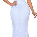 Cololura Women Sequin Elegant Sexy One Shoulder Tassel Mermaid Bodycon Cocktail Evening Dress