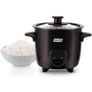 DASH Mini Rice Cooker Steamer with Removable Nonstick Pot, Keep Warm Function & Recipe Guide, One Half Quart, for Soups, Stews, Grains & Oatmeal - Black