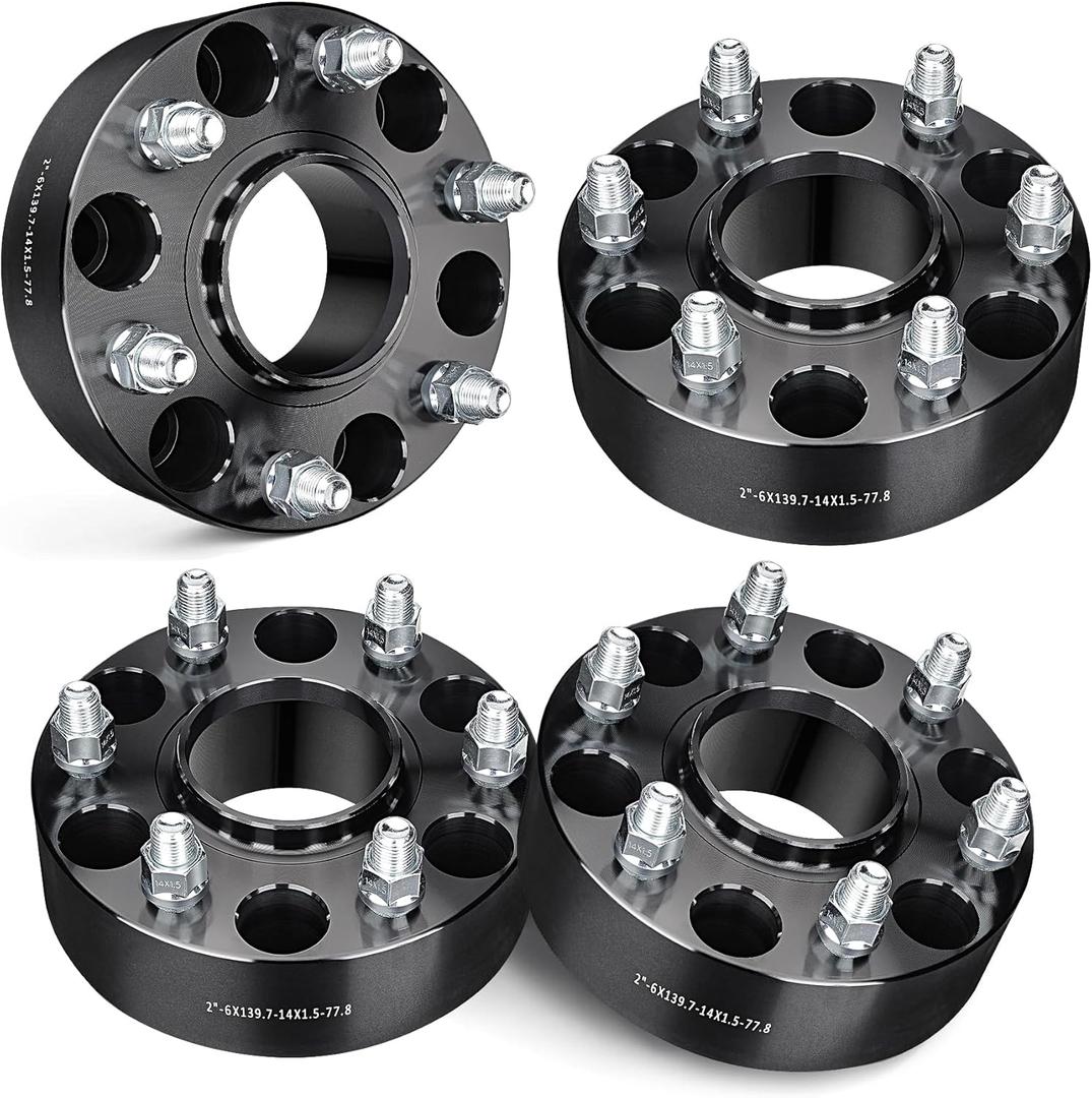 EVIL ENERGY 6x5.5 Wheel Spacers 2 inch Compatible for Ram 1500 2019-2023, 6x139.7 mm Hubcentric with Lip 6 Lugs 77.8 mm Hub Bore M14x1.5 Studs Black