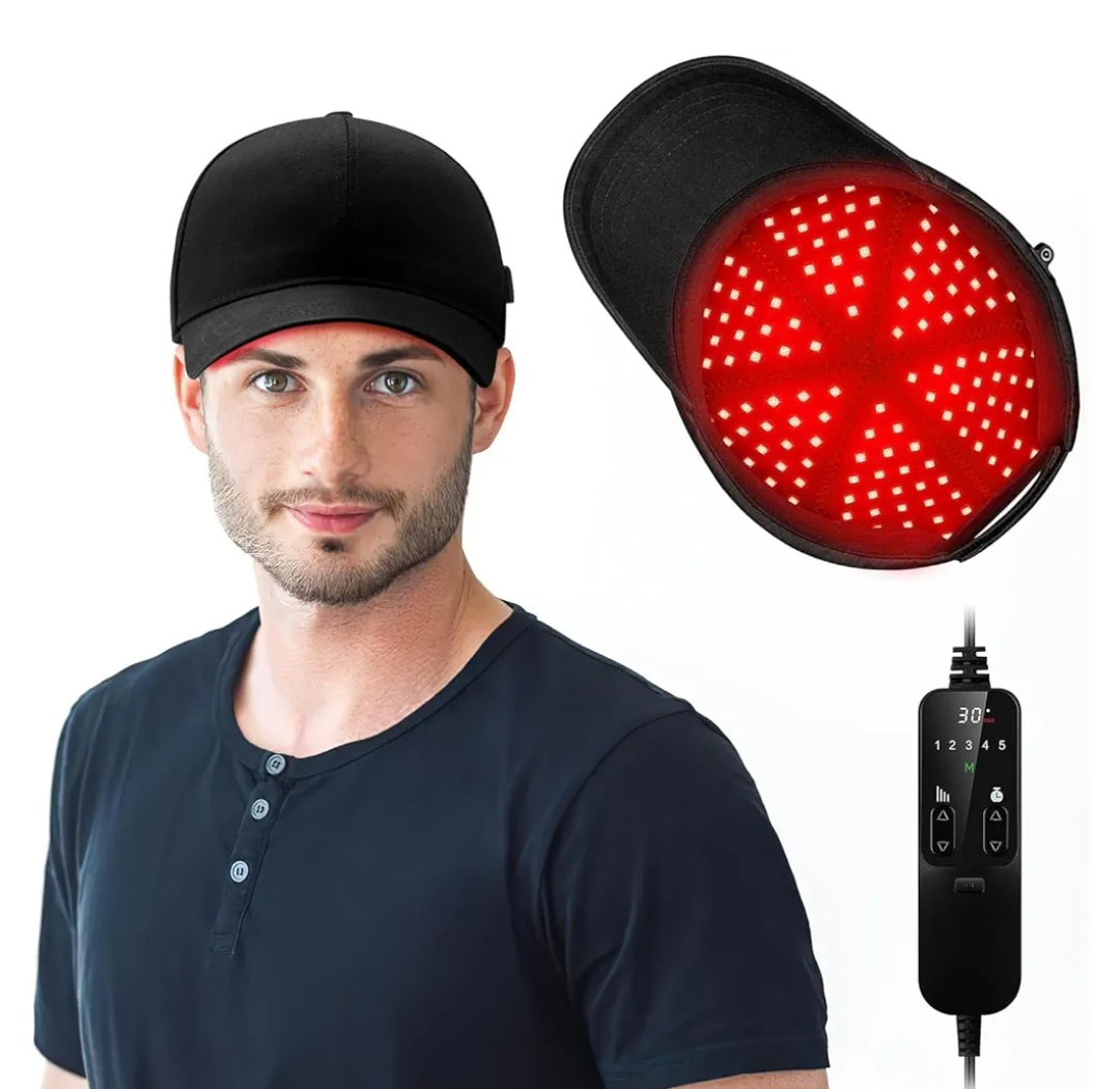 Red Light Therapy Cap for Hair Growth, 660nm Red Light-Therapy& 850nm Infrared Light Device, Black
