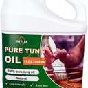 Pure Tung Oil for Wood Finishing,Zero VOC for Furniture & Countertop,100% Pure for Indoor & Outdoor Unfinished Bare Wood, Furniture,Floors etc (Tung Oil, 17OZ)
