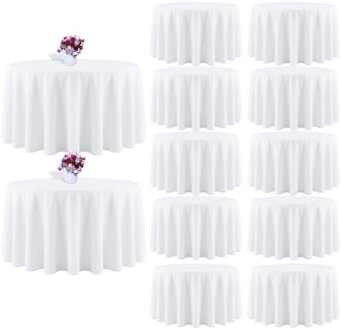 CKIKU 12 Packs 90 Inch White Round Tablecloth in Diameter, Washable Polyester Fabric Tablecloths, Wrinkle Resistant Table Cloth for Wedding Party Banquet Dining