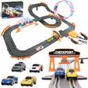 2-in-1 Slot Car Race Track Sets - Electric Race Car Track with 4 High-Speed Racing Cars, Dual Racing Game Lap Counter Circular Overpass Tracks, Remote Control Cars Toys/Gift for Boys Kids Ages 8-12