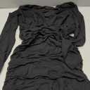 Mizoci Women's Sexy Long Sleeve Deep V Neck Mini Dress Ruched Ruffle Slit Bodycon Party Short Dresses, Small, Black