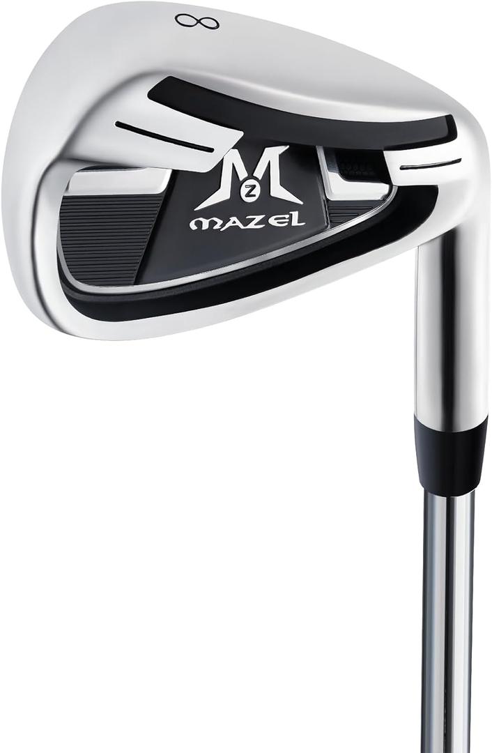 MAZEL Golf Individual Golf Iron with Steel Shafts for Right Handed Golfers,  (Stainless Steel,Black Silver, 8 Iron, Stiff, Right)