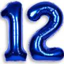 40Inch Navy Blue Number 12 Balloon Large Helium Royal Blue Number Balloons 0-9 Giant Digital 12th Foil Mylar Big Party Balloon for Boy Birthday Party Anniversary Graduation Decorations