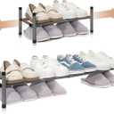 STORAGE MANIAC Expandable Shoe Rack, 4 Pairs Stackable Small Shoe Rack, Metal Adjustable Shoes Organizer for Closet, Entryway, Hallway, Garage, Front Door, Shoes Shelves, Black 1 Tier
