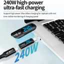 USB-C Adapter, 2Pack 240W Type-C Male to Type-C Female Extension Adapter Power Meter Tester with Digital Display for iPad Pro iPhone16 Pro Max MacBook Laptop and All USB C Cable(USB 2.0)