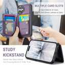 Vinich for iPhone 16 Wallet Case with Card Holder, RFID Blocking Credit Slots Kickstand Shockproof Phone Cover Fit for iPhone 16 6.1" Purple