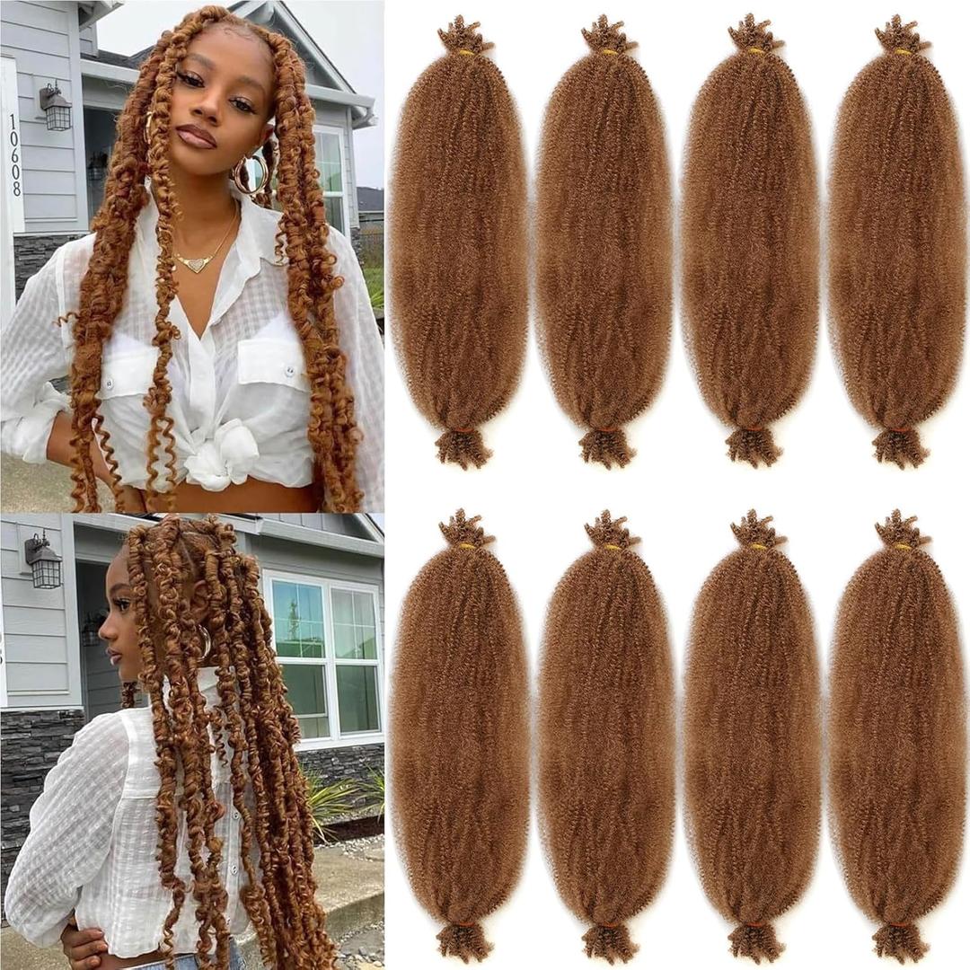 Xtrend 24 Inch 8 Packs Pre-Separated Springy Afro Twist Hair for Butterfly Locs Long Spring Twsit Crochet Braiding Hair Honey Blond Synthetic Marley Twist Hair Extension for Black Women 27#