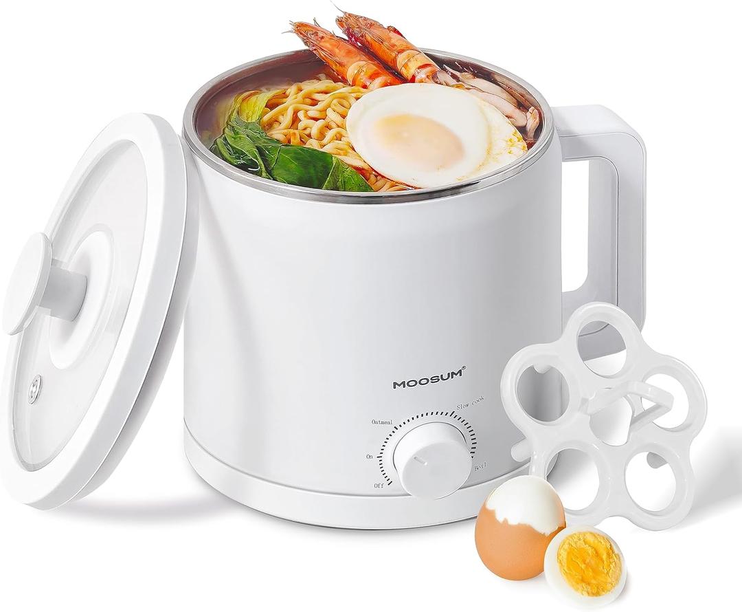 Mini Electric Hot Pot, Fast Cooker for Ramen/Soup, Stainless Steel with Over-heating Protection, Perfect for Student & Single, 1.5L