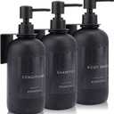 Nellyke Shampoo and Conditioner Dispenser Bottles Set, Shower Soap Dispenser No Drill Wall Mounted, 3 Pack 21 OZ Black Shampoo Bottles with Black Pump for Shower Bathroom Kitchen (7 Fl Oz (Pack of 3))