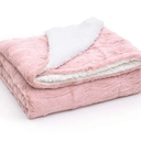 Tache Dusty Rose Blush Pink Throw Super Soft Warm Faux Fur with Ivory Sherpa Back Blanket - 90x90