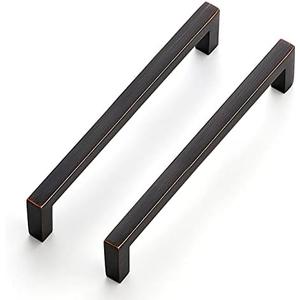Ravinte 5 Pack Solid 5 Inch Center to Center Slim Square Bar Drawer Pulls - Kitchen Cabinet Handles in Oil Rubbed Bronze