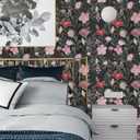 Abyssaly Peel and Stick Wallpaper Vintage Wallpaper Floral Contact Paper for Bedroom Shelf Liner Decor (Dark Green A, 17.7" x 118")