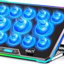 Gaming Laptop Cooler with 13 Ultra Quiet Fans, LCD Screen and Multi Color RGB - 10 Lighting Modes, 9 Adjustable Heights, Dual USB Ports, Built in Phone Holder for 15 to 21 Inch Laptops on Desk or Lap