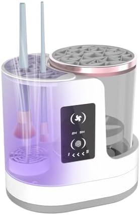 3 IN 1 Electric Makeup Brush Cleaner Machine With Makeup Brush Dryer-Holder-Portable Automatic USB Cosmetic Brushes Cleaner Tool for All Size Beauty Makeup Brush Set, Eyeshadow, Blush Brush (White)