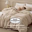 Bedsure 100% Washed Cotton Duvet Cover King Size - Frosted Almond Minimalist Bedding Set Linen Like - PureWoven Plain Simple & Soft Comforter Cover for All Seasons (Frosted Almond, King, 104"x90")