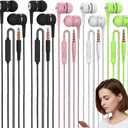 5 Pack Wired Earbuds with Microphone, in-Ear Headphones with Heavy Bass, High Sound Quality Earphones Ear Buds for Laptop Pad MP3 Android Smartphones Fits All 3.5mm Jack Device